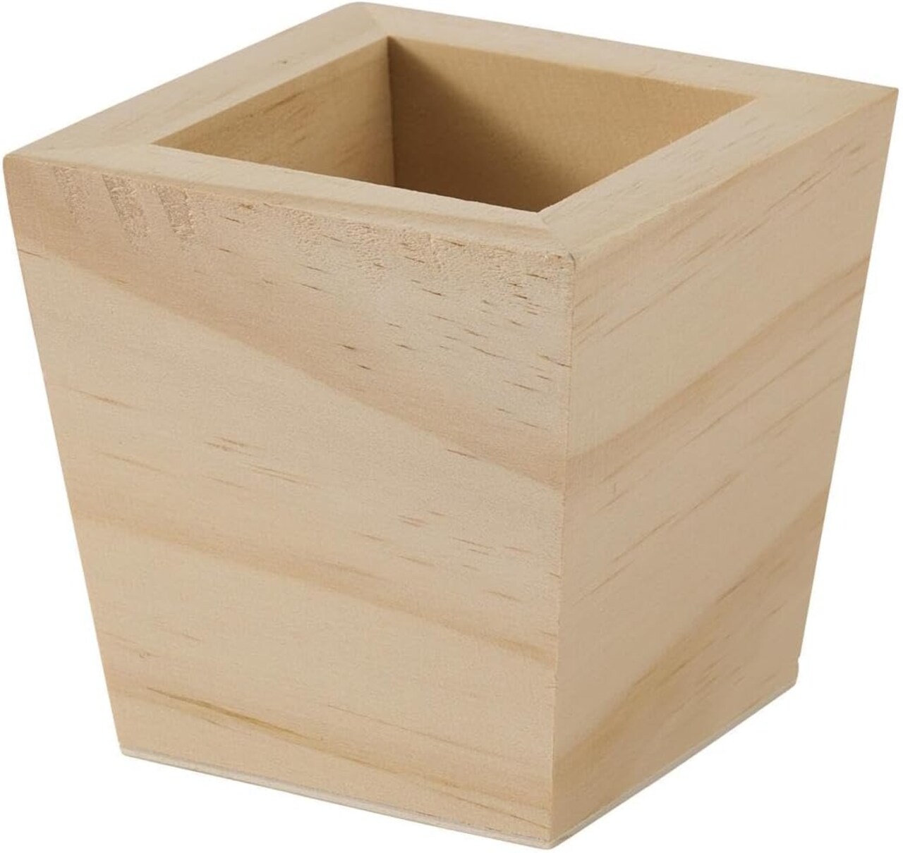 Plaid Wood Unfinished Square Planter, 3" x 3" x 3" Wooden Surface Perfect for DIY Arts and Crafts Projects